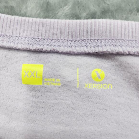 Xersion Sweatshirt Womens XXL Purple Silver Metallic Foil Star Pullover Casual - Picture 3 of 7